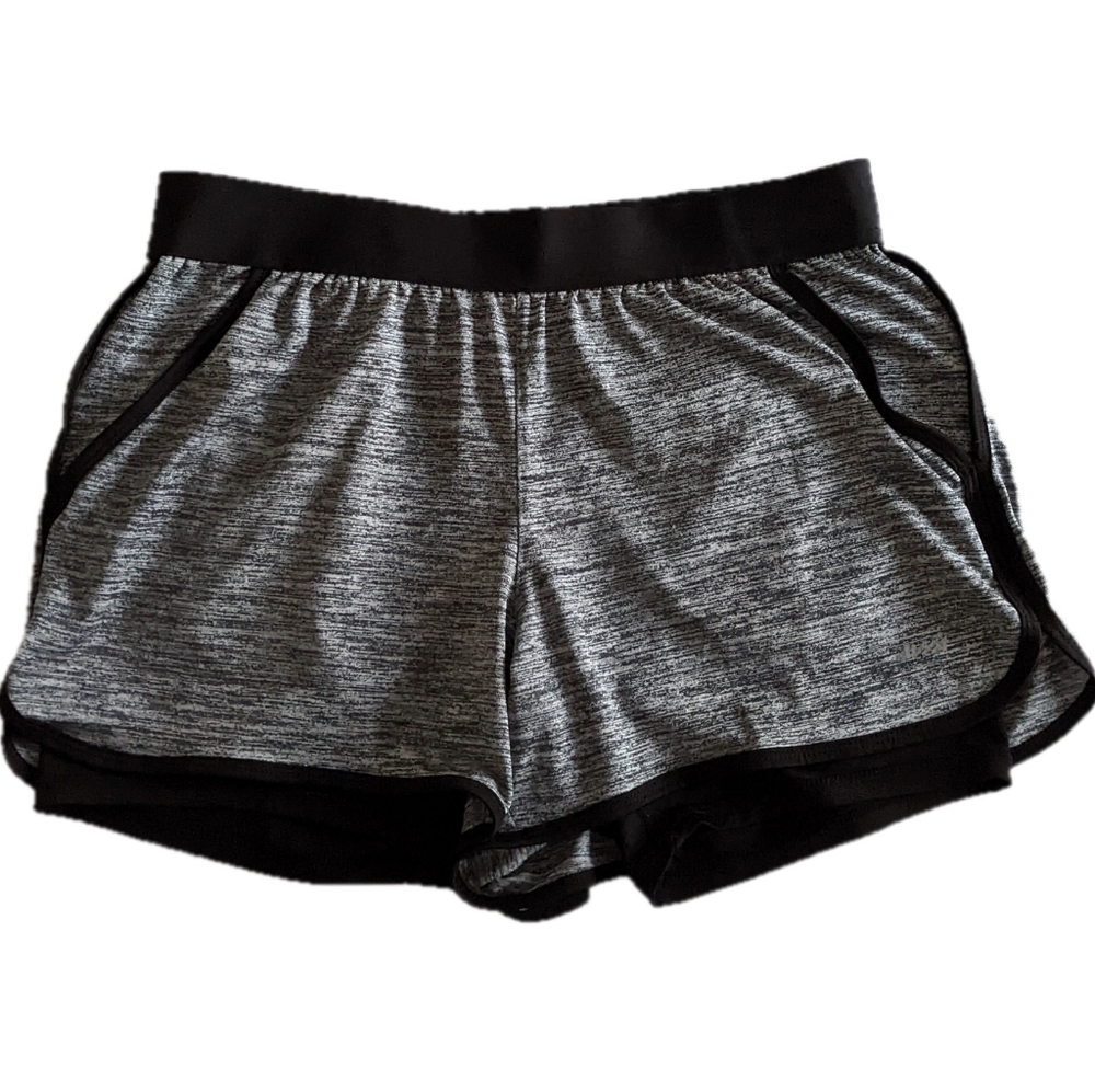 Grey running shorts with spandex